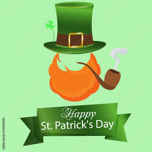 Saint Patrick's Day character leprechaun. Irish leprechaun icon with pipe. PNG