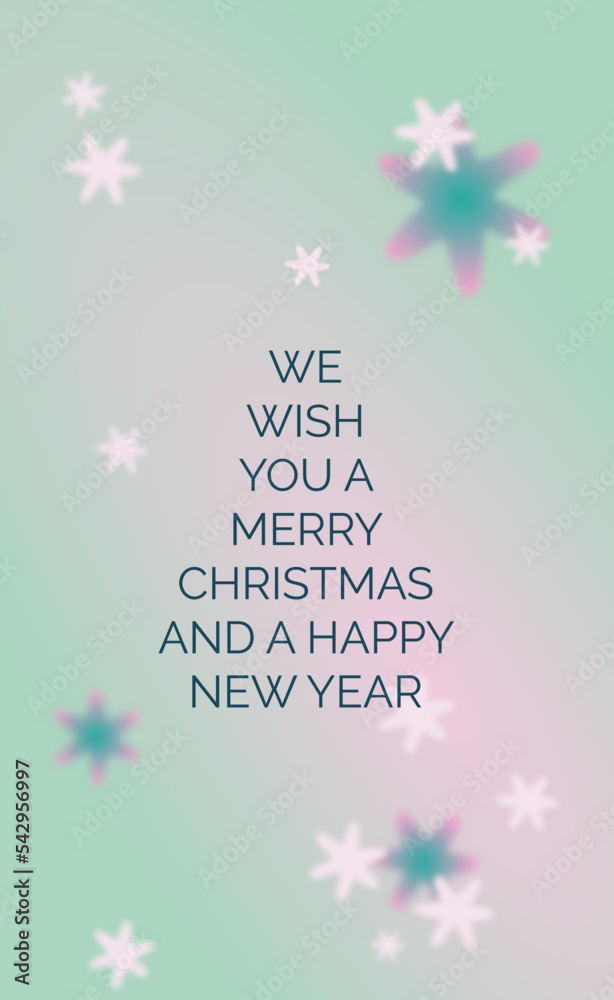 Recurso de felicitación de Navidad y feliz año nuevo, elementos de caligrafía, letras formando un árbol de navidad; recurso publicitario, Banner, postal, cartel, con degradado colores rosas y verdes