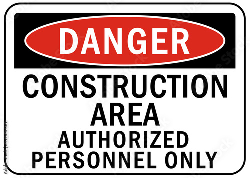 Construction entrance sign and label