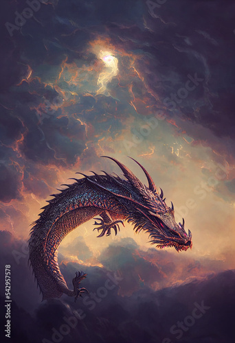 Leinwand Poster dragon in the sky