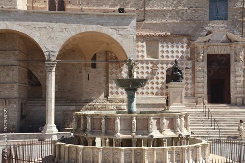 The Fontana Maggiore is located in the center of Piazza IV Novembre in the center of Perugia. Work of the 13th century second half of  Giovanni Pisano photo