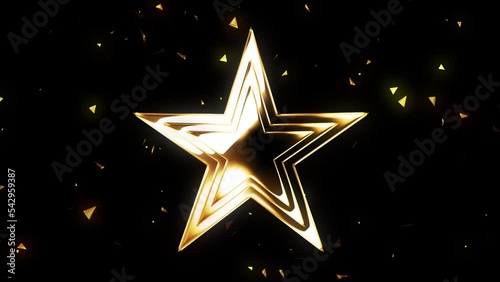Golden star on black background