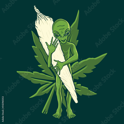 Alien holding big marijuana
