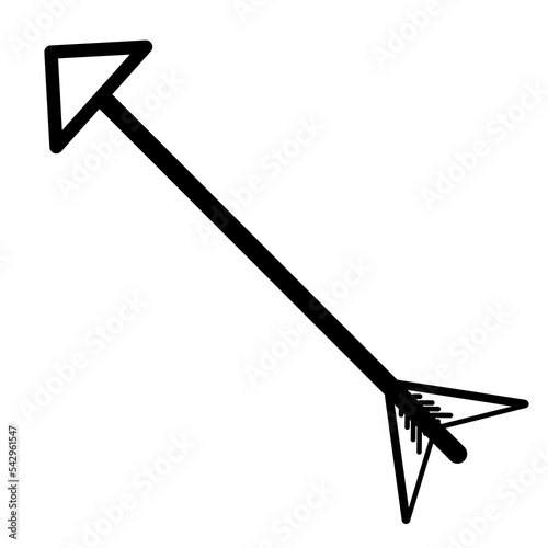 Arrow of an Archer, vintage arrow, isolated on white, vector illustration