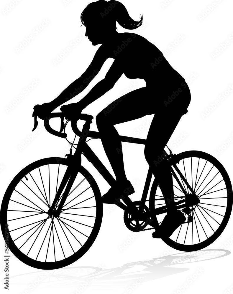 Woman Bike Cyclist Riding Bicycle Silhouette Woman Bike Cyclist Riding Bicycle Silhouette