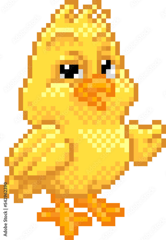 Easter Chick Chicken Pixel Art Video Game Cartoon