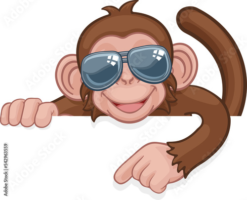 Monkey Sunglasses Cartoon A...