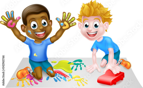 Cartoon Boys Playing