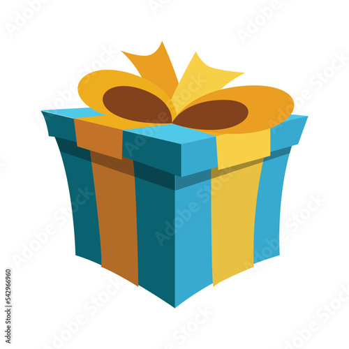 Wrapped Gift vector flat emoji icon design. Isolated Present or gift in a box tied with a bow, as given on a birthday or Christmas symbol emoji design.