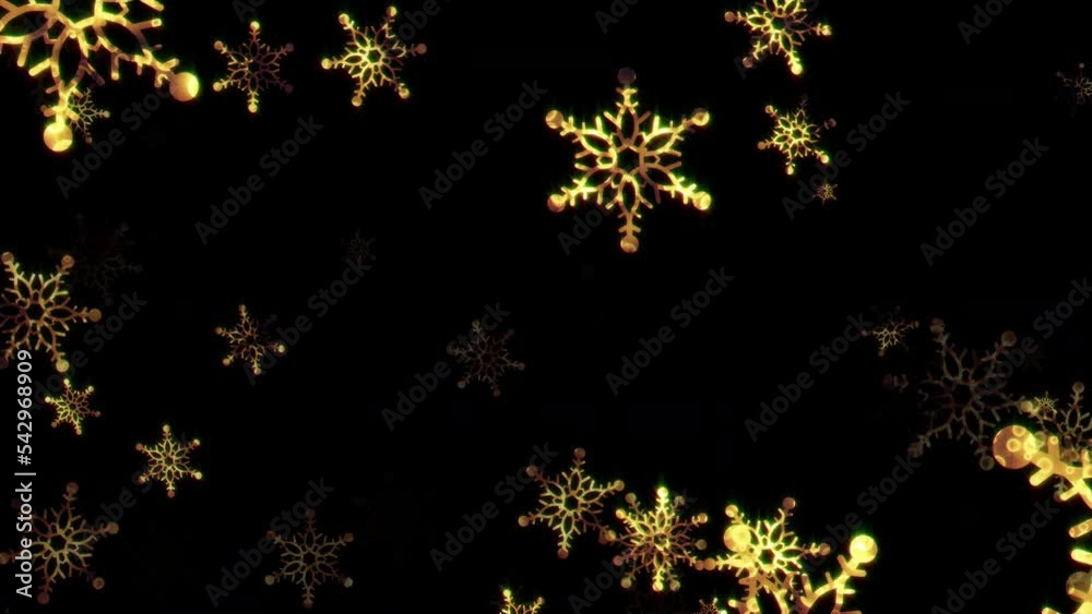 Beautiful abstract loop winter snow background with falling glittering yellow gold snowflakes on black background. 4K seamless loop snowfall winter themed
Beautiful abstract loop winter snow background with falling glittering yellow gold snowflakes on black background. 4K seamless loop snowfall winter themed