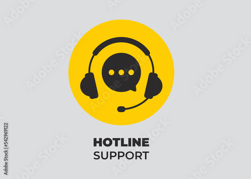 hotline support service with headphones icon isolated on white background. Vector illustration.