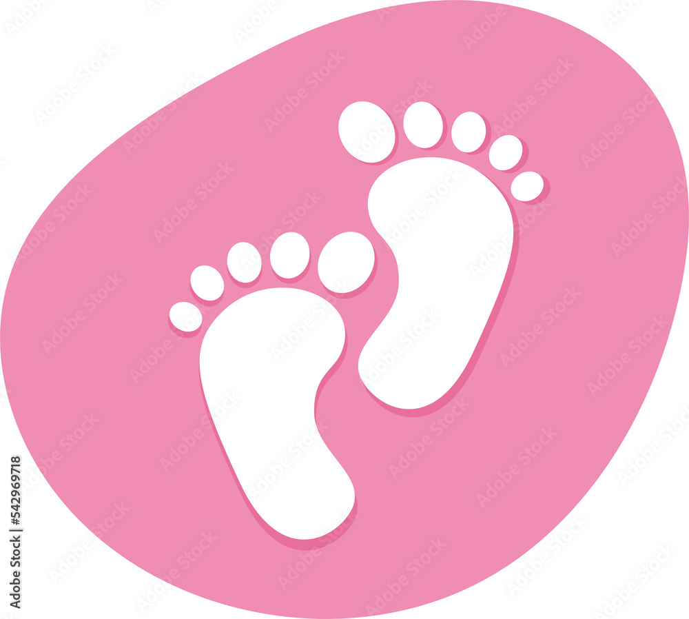 Baby footprint icons. Pink circle buttons baby legs girl. Illustration Baby footprint icons. Pink circle buttons baby legs girl. Illustration