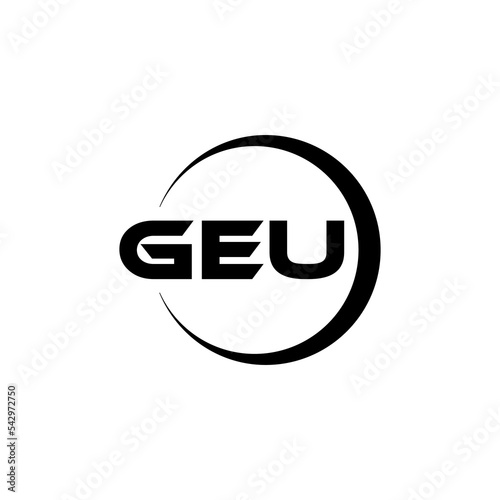GEU letter logo design with white background in illustrator, vector logo modern alphabet font overlap style. calligraphy designs for logo, Poster, Invitation, etc.