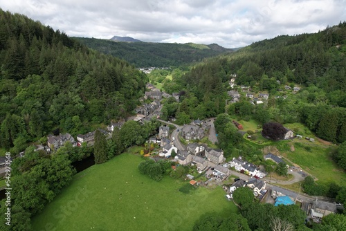 Betws y coed north Wales UK drone aerial view high angle photo