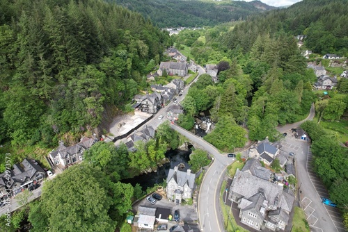 Betws y coed north Wales UK drone aerial view .. photo