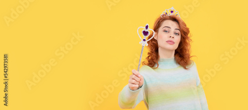Foto Woman isolated face portrait, banner with copy space