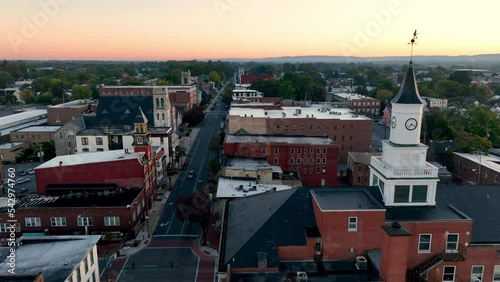 aerial of hagerstown maryland over the city hall steeple photo