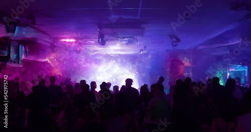 Illustration Crowd Silhouette At Night Club