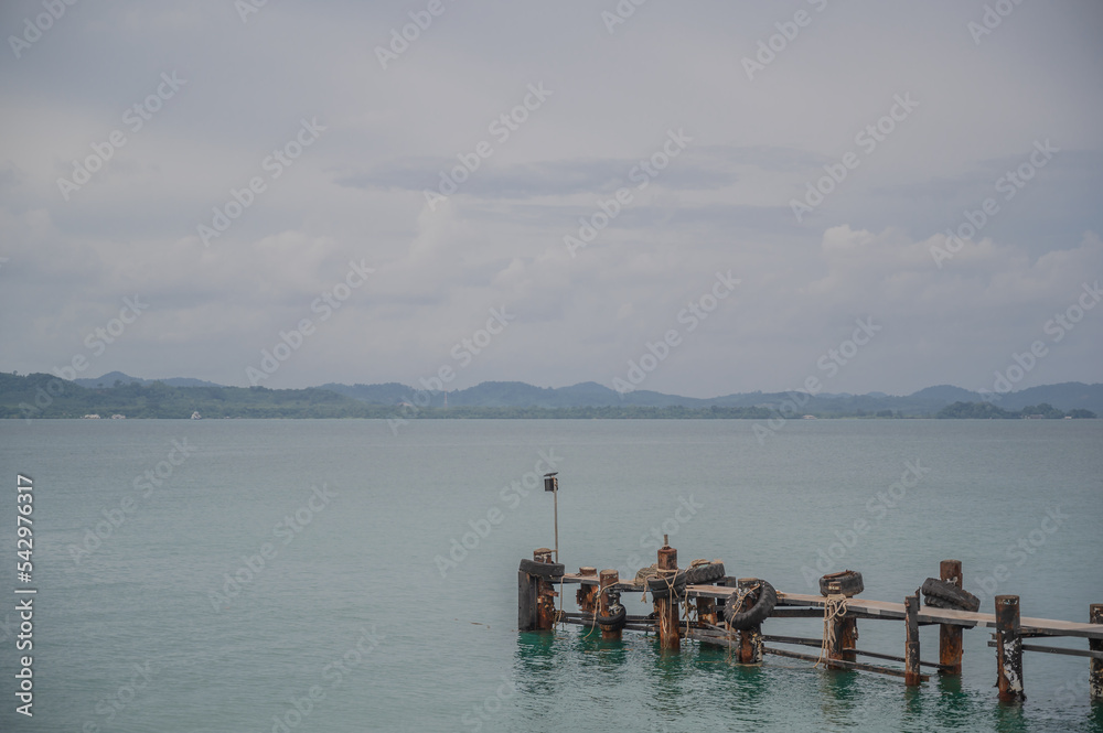 Beautiful landscape view from koh chang pier in the cloudy day tart thailand