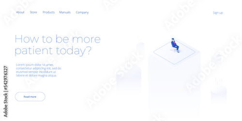 Balanced leadership concept in isometric vector illustration. Leader balancing life and work. Business stability metaphor.  Web banner layout template