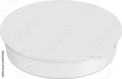 Mockup White Round Empty Blank Styrofoam Plastic Food Tray. Illustration Isolated On White Background. Mock Up Template Ready For Your Design. Vector EPS10