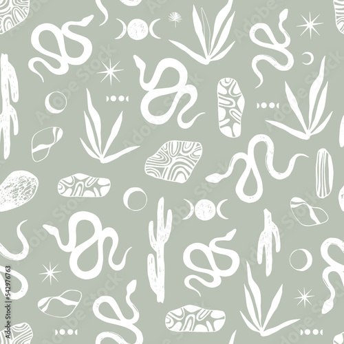 Nature seamless pattern. Vector background.