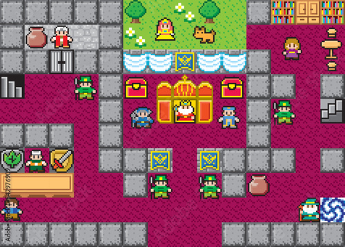 RPG風ドット絵　お城の中