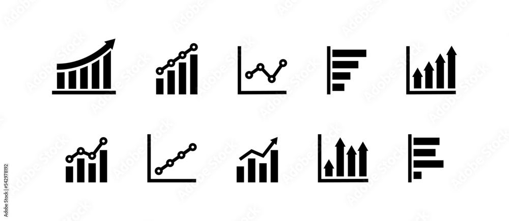 Graphic icon set. Bussines infographic illustration symbol. Sign chart up vector - obrazy, fototapety, plakaty 