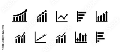 Graphic icon set. Bussines infographic illustration symbol. Sign chart up vector photo