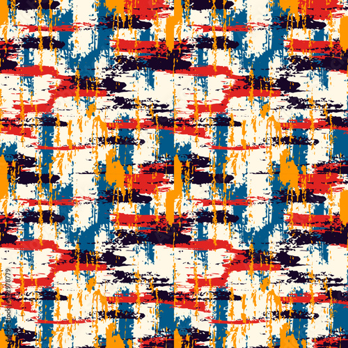 Abstract expressionism style seamless pattern. Hand drawn drips, paint smears print. Freehand artistic background