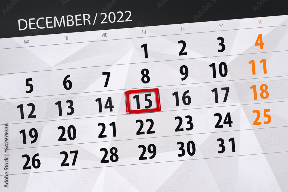 Calendar 2022, deadline, day, month, page, organizer, date, december, thursday, number 15 Calendar 2022, deadline, day, month, page, organizer, date, december, thursday, number 15