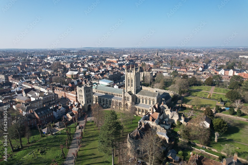 Ταπετσαρία St Edmundsbury Cathedral Bury St Edmunds town in Suffolk England  drone aerial
