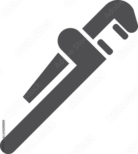 Plumber wrench. Pipe repair tool black icon