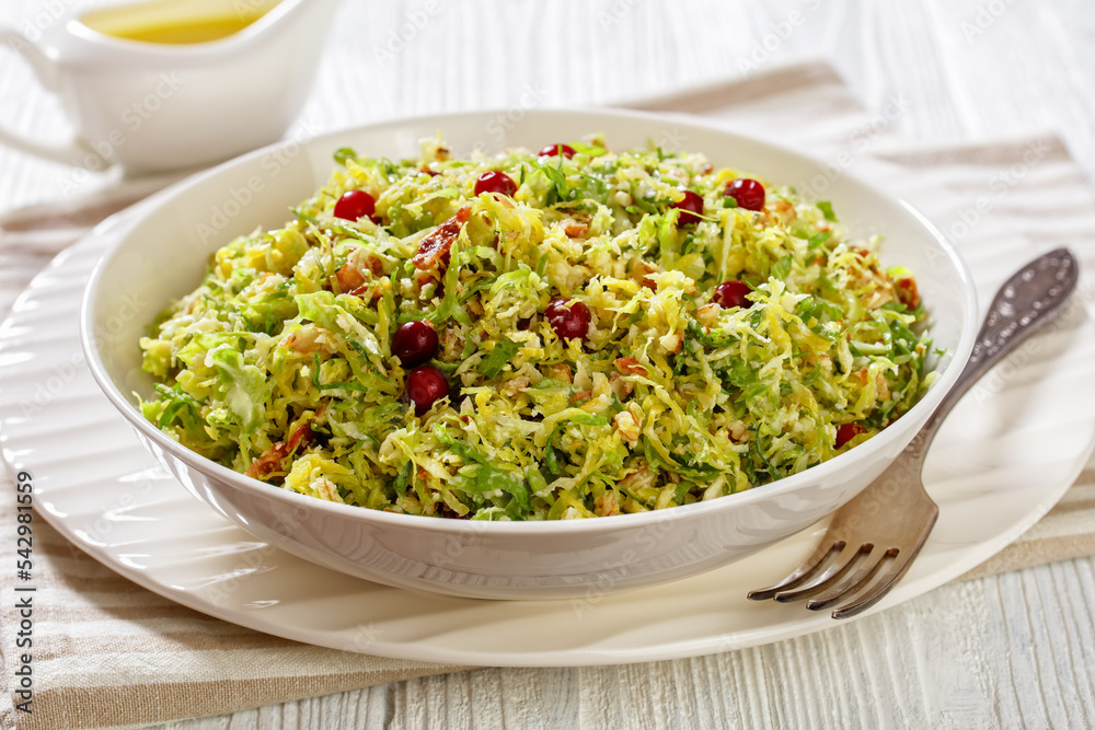 brussels sprouts slaw with bacon and cranberries
