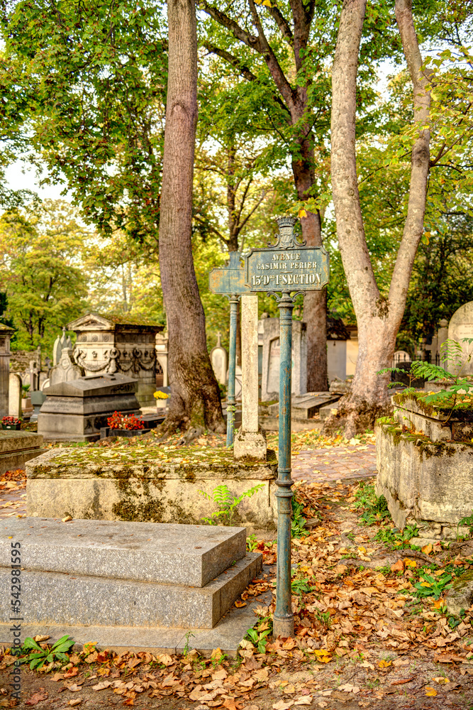 Paris, France - November 2022 : Pere Lachaise Cemetery in Autumn, HDR Image Paris, France - November 2022 : Pere Lachaise Cemetery in Autumn, HDR Image