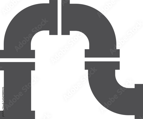 Pipes icon. Black plumbing. Water sewerage system