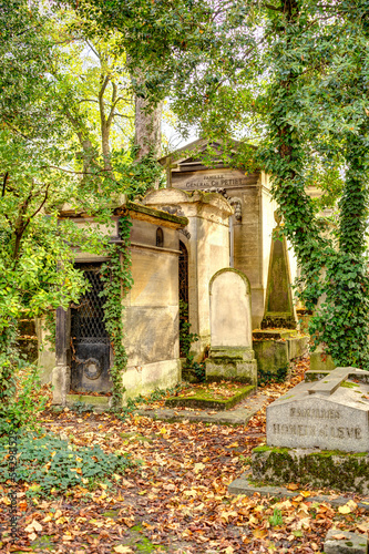 Paris, France - November 2022 : Pere Lachaise Cemetery in Autumn, HDR Image