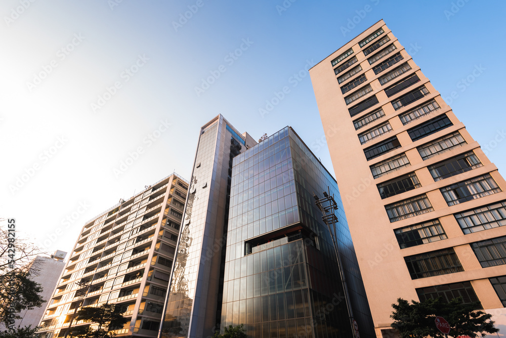Fototapeta premium Modern Architecture Office Buildings in Paulista Avenue in Sao Paulo, Brazil