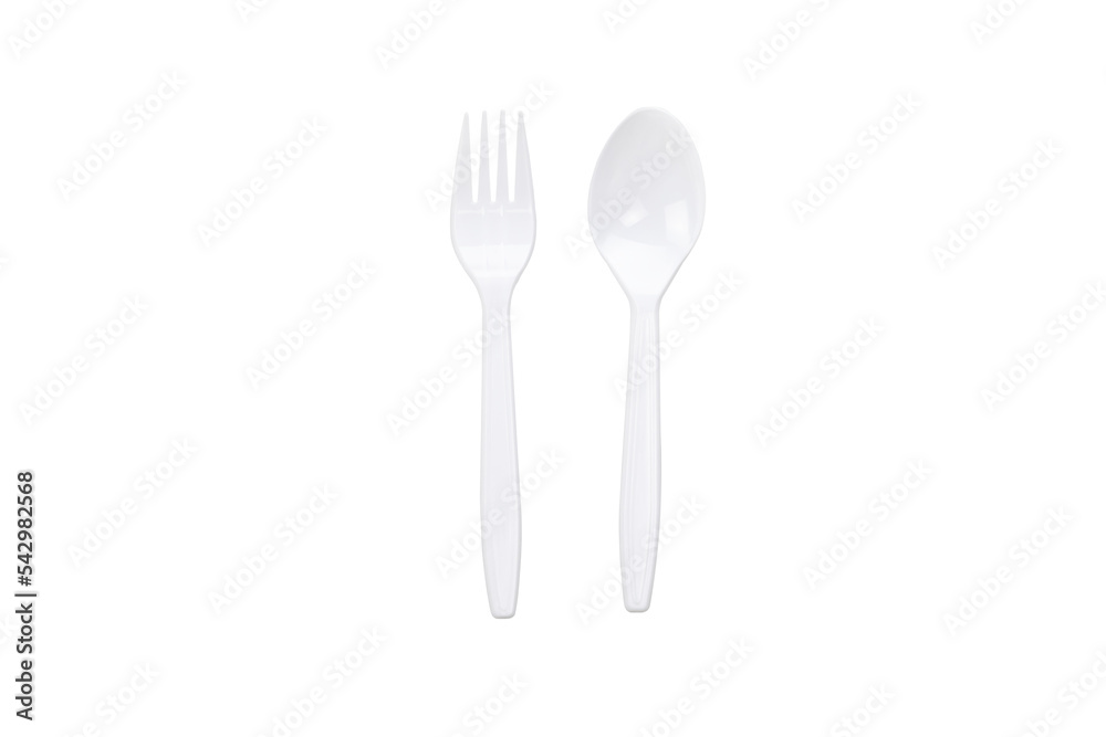 white plastic spoon and fork