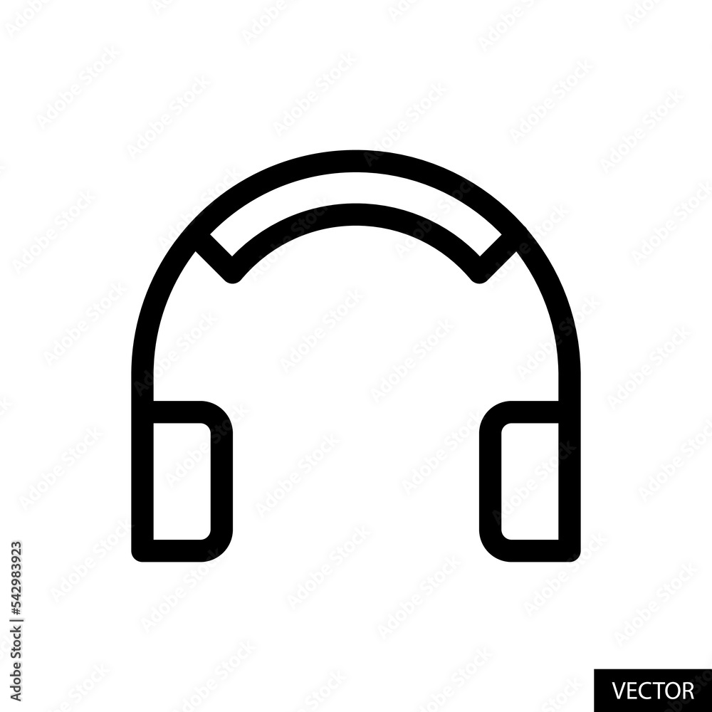 Headphones vector icon in line style design for website, app, UI, isolated on white background. Editable stroke. Vector illustration.
