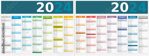 Calendrier 2024 14 mois au format 320 x 420 mm recto verso entièrement modifiable via calques et texte sans serif