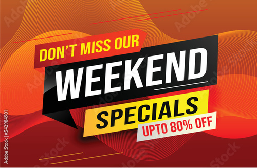 Weekend Special sale tag. Banner design template for marketing. Special offer promotion retail. background banner modern graphic design for advertising store shop, online store, website