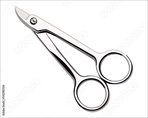 Vector Illustration of Wire Cutting Scissors for cutting sutures in preparation for removal isolated on white background. Gardening hand tools