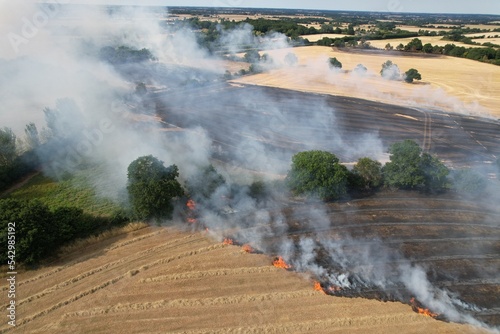 Huge Wild Fires in farm fields Essex Ongar UK
