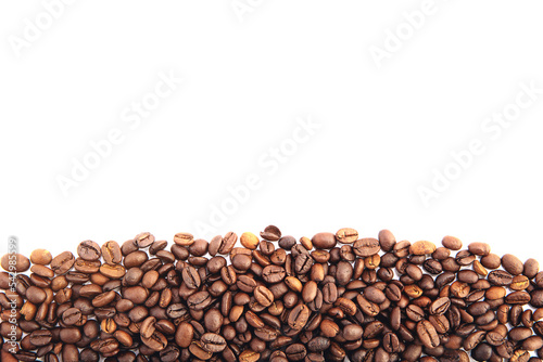 Coffee beans isolated on white background with copyspace for text.