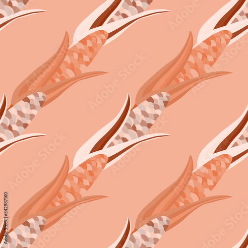 Corn plants seamless pattern. Corn cobs endless wallpaper.