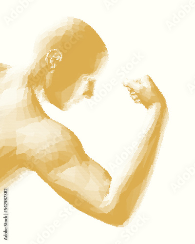 Be strong! Victory and freedom. Strong man. Sport symbol. Leadership or workout bodybuilding concept. Vector illustration.