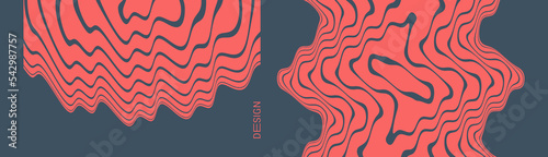 Abstract melted liquid shape. Melting circle made of distorted lines. Psychedelic stripes. Music sound wave. Vector illustration for brochure, flyer, card, banner or cover.