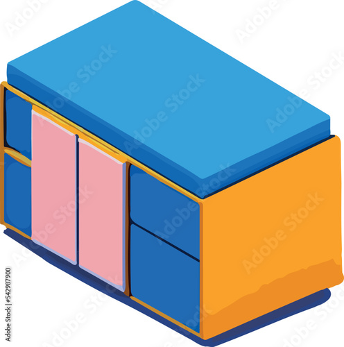 Cute wardrobe isometric icon 3d vector