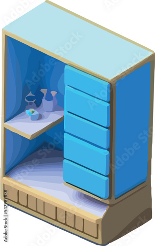 Cute wardrobe isometric icon 3d vector